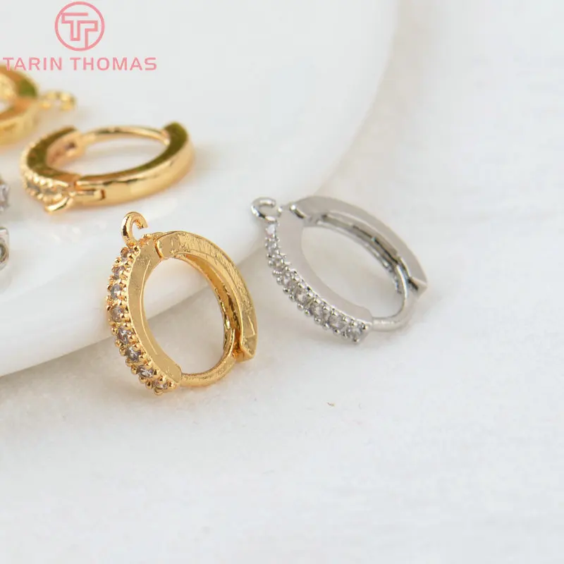 Круглые Серьги Крючки из латуни и циркония 4 шт. 12 5 мм 24 к золотого цвета фурнитура