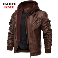 leather motorcycle jackets for men 2021 casual cowhide leather hooded autumn coats new male winter warm vintage punk overcoats
