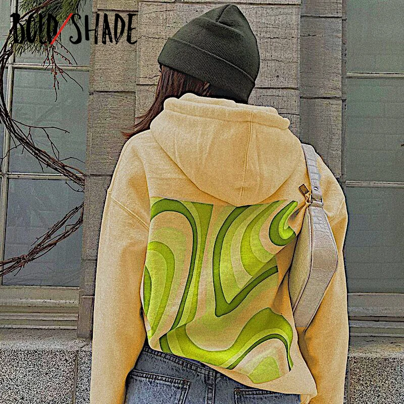 

Bold Shade Grunge Casual Fleece Hoodies Letter Graphic Print Pockets Indie Y2K Hoodies Long Sleeve Streetwear Fashion Sweatshirt