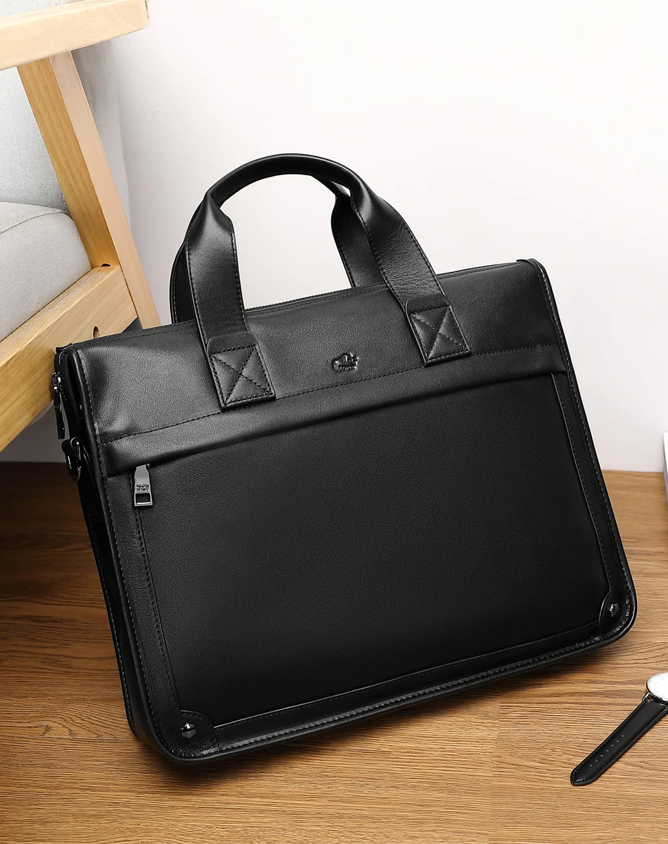 Bison Denim Large Capacity Genuine Leather Men Business Briefcase Luxury Handbags Men High Quality Travel Laptop Shoulder Bag
