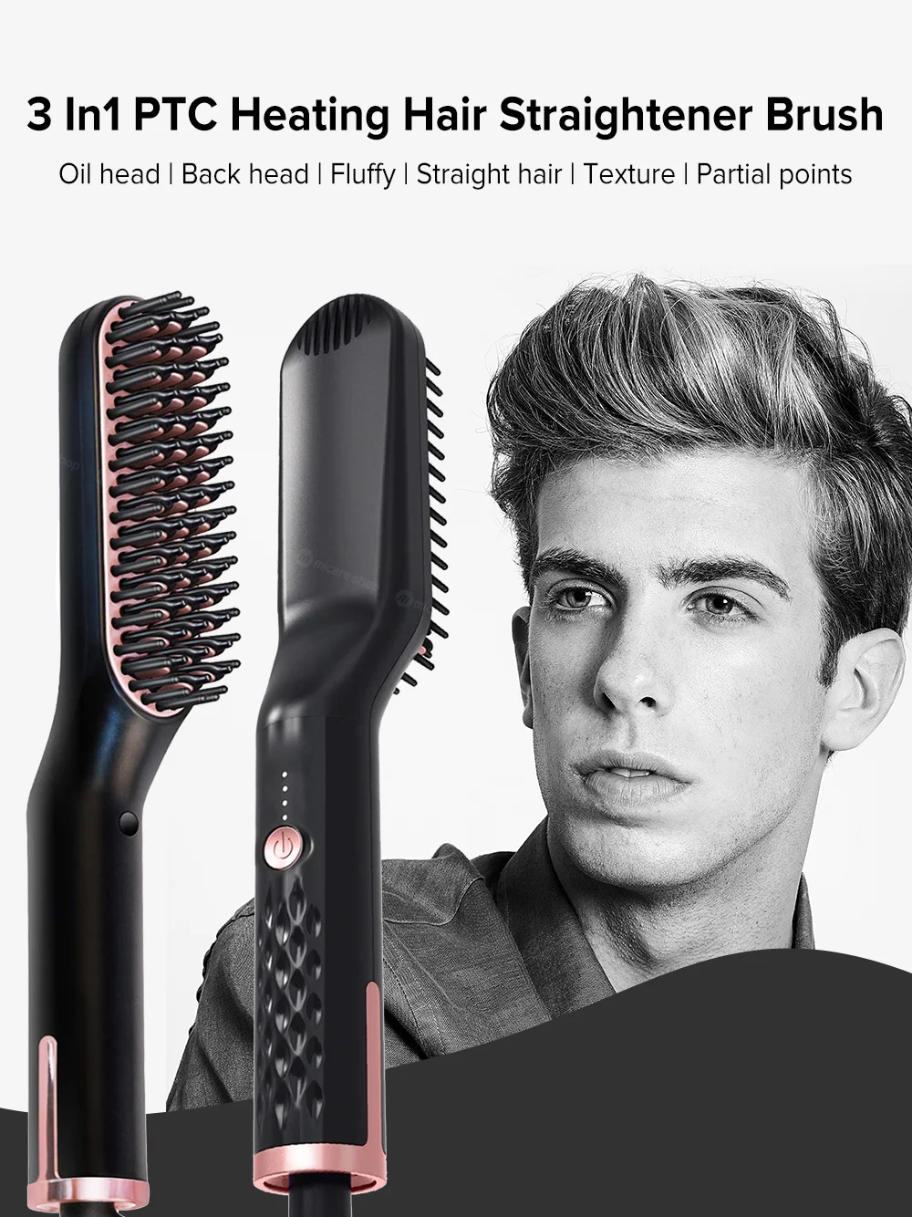 Антиожоговая электрическая ионная нагревающаяся Расческа для бороды и прямых