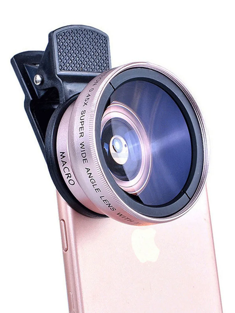 

2 in 1 Phone LLens With Clip 0.45X Wide Angle Len And 12.5X Macro HD Camera Lens Universal For iPhone Android Phone