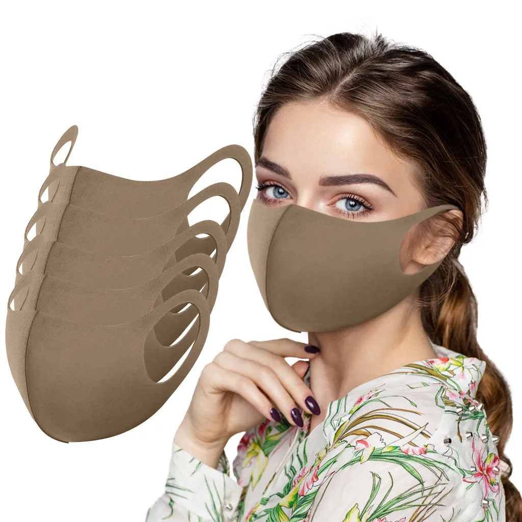 

1/2/5/10PCS Polyester Washable Reusable Face Mask Fashion Adult Colored Solid Design Mask Mouth Mask With Design Mascaras