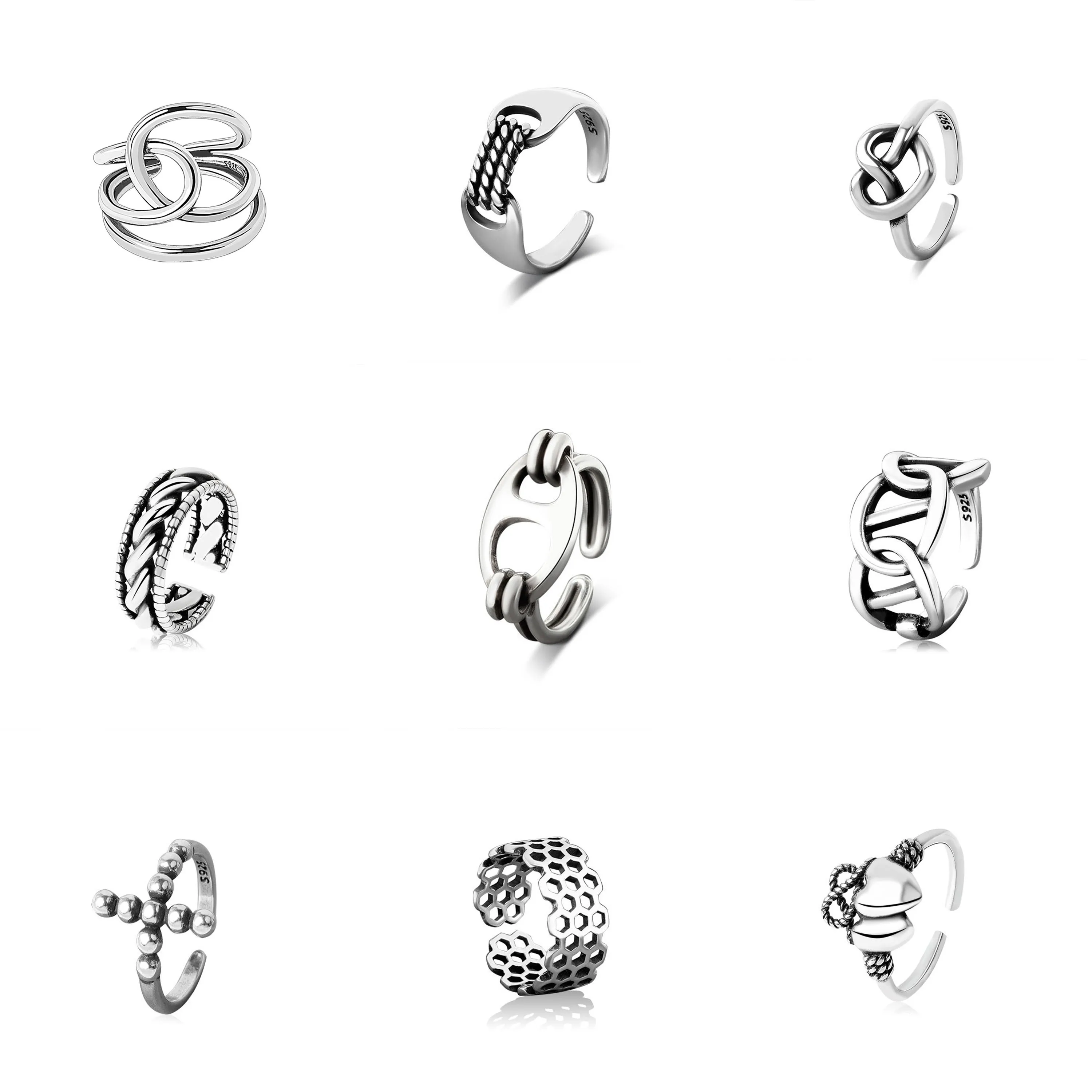 

Unusual Rings For Women egirls Wrench heart shape vintage Men Jewelry Ancient Silver Color Punk Hip Hop opening ring Accessories
