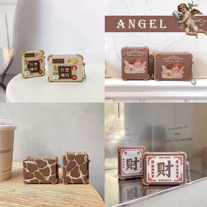 

Симпатичный мультяшный Ангел Леопард Беспроводная Bluetooth-гарнитура мягкий чехол для Airpods 12 для Airpod Pro 3 чехол коричневые защитные наушники