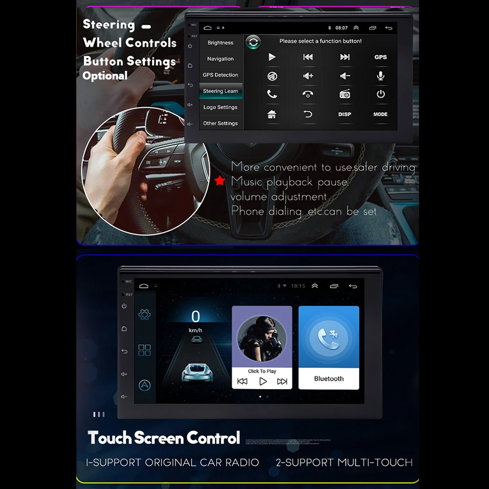 Мультимедийный видеоплеер 2 Din Android 9 1 автомагнитола Wi-Fi Bluetooth mp5-плеер GPS-навигация