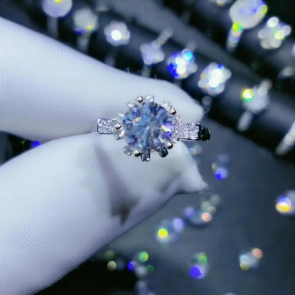 Кольцо женское из серебра 925 пробы с муассанитом 1 карат | Украшения и аксессуары