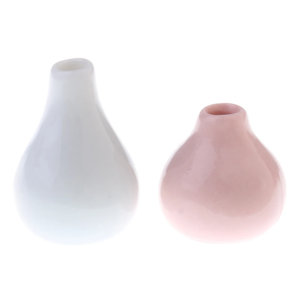 1:12 Кукольный домик миниатюрное украшение комнаты 2 шт фарфоровые вазы белый +