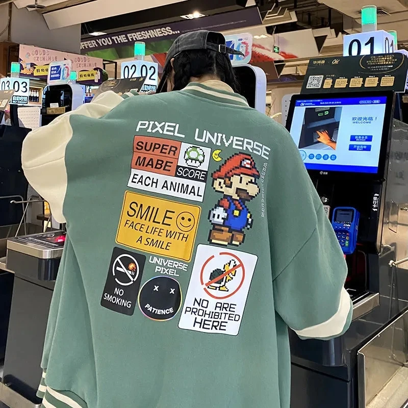 Куртка-бомбер женская в стиле аниме оверсайз Осень-зима |