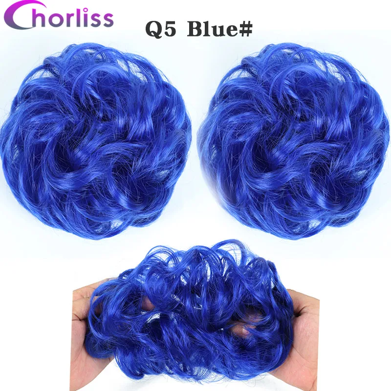 Синтетические кудрявые резинки для волос шиньон для женщин Chorliss Hair wrap Rope головной убор натуральный блонд коричневый поддельные волосы булочки аксессуары - Цвет: Blue