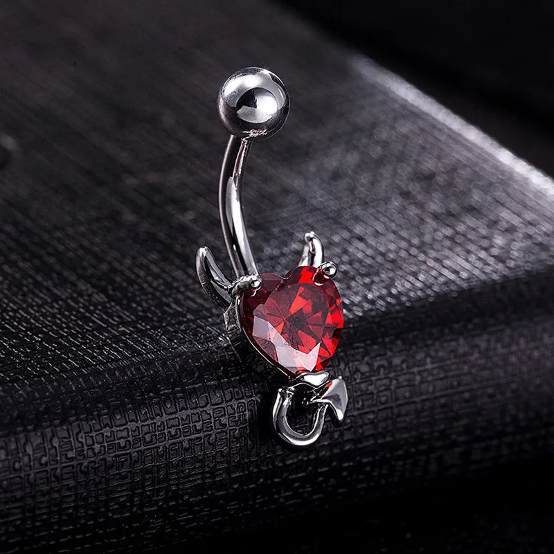 

1 Pcs Navel Belly Button Ring Glitter Love Heart Decor Piercing Jewelry Navel Nail New Unique Umbilical Nail Various Color
