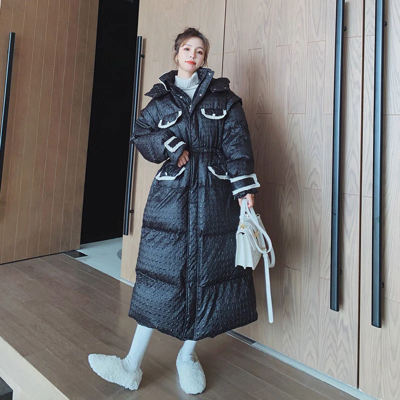 

Down cotton padded jacket 2020 new women's winter thickened medium and long Korean version knee over waist cotton padded jacket