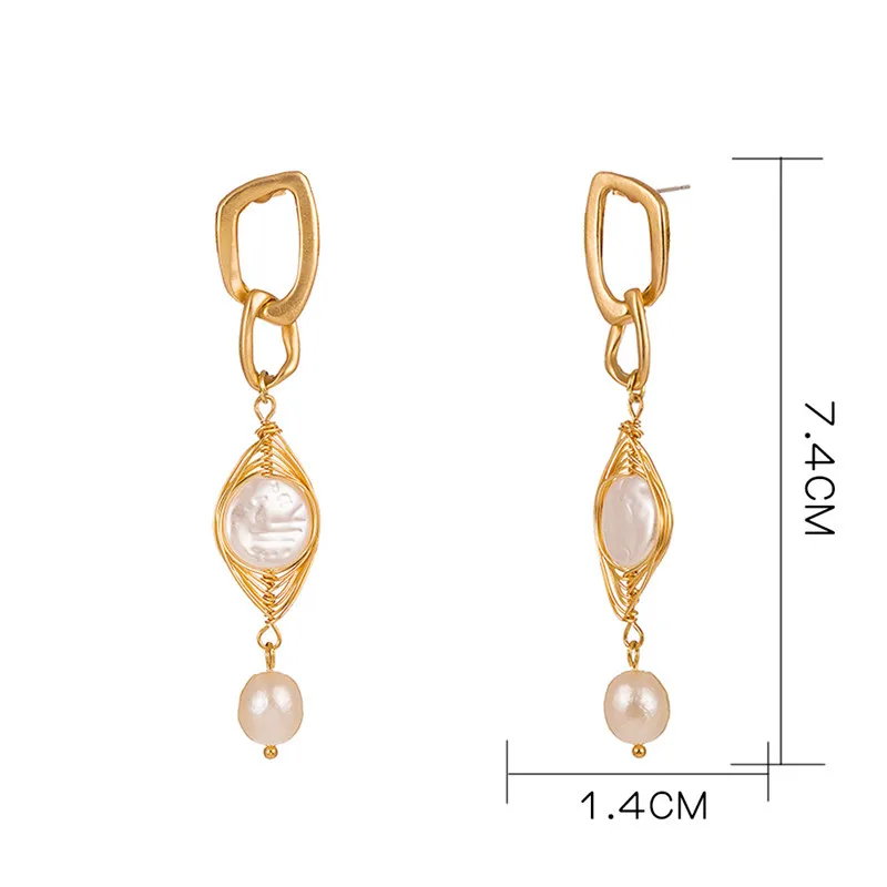 Корейские милые богемные Нерегулярные геометрические свежие жемчужные серьги