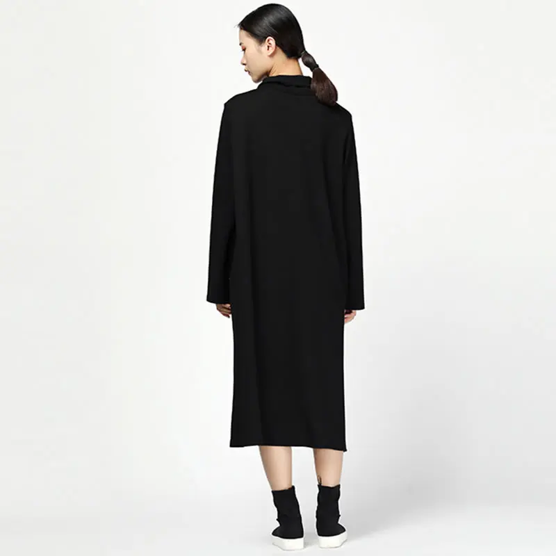 Женское платье с длинным рукавом XITAO осеннее до середины икры на кнопках отложным