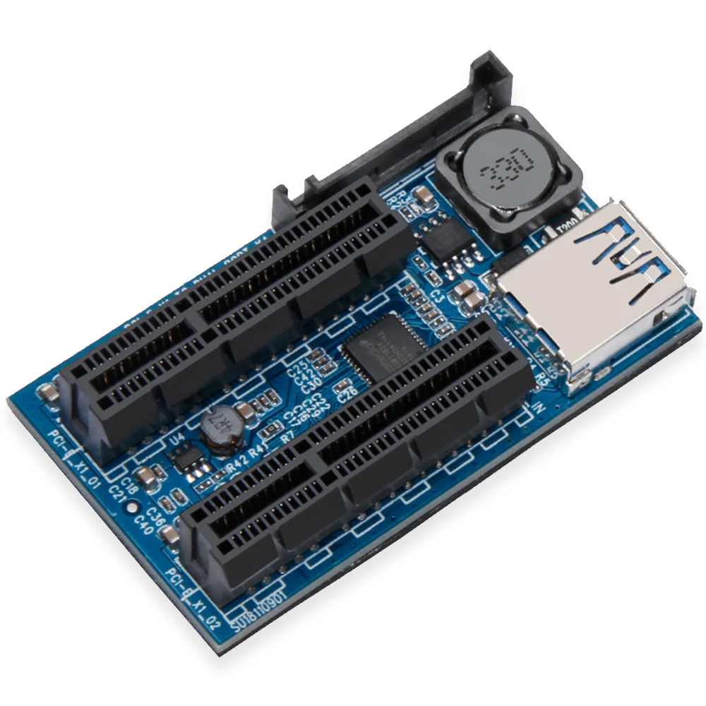 плата адаптер pcie x1 на два порта pci e