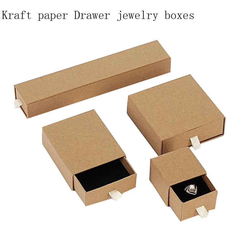 Kraft Paper Drawer Style Box for Bracelet Ring Packaging Necklace Jewelry Set Packing CUSTOMIZED LOGO jewelry organizer gift box