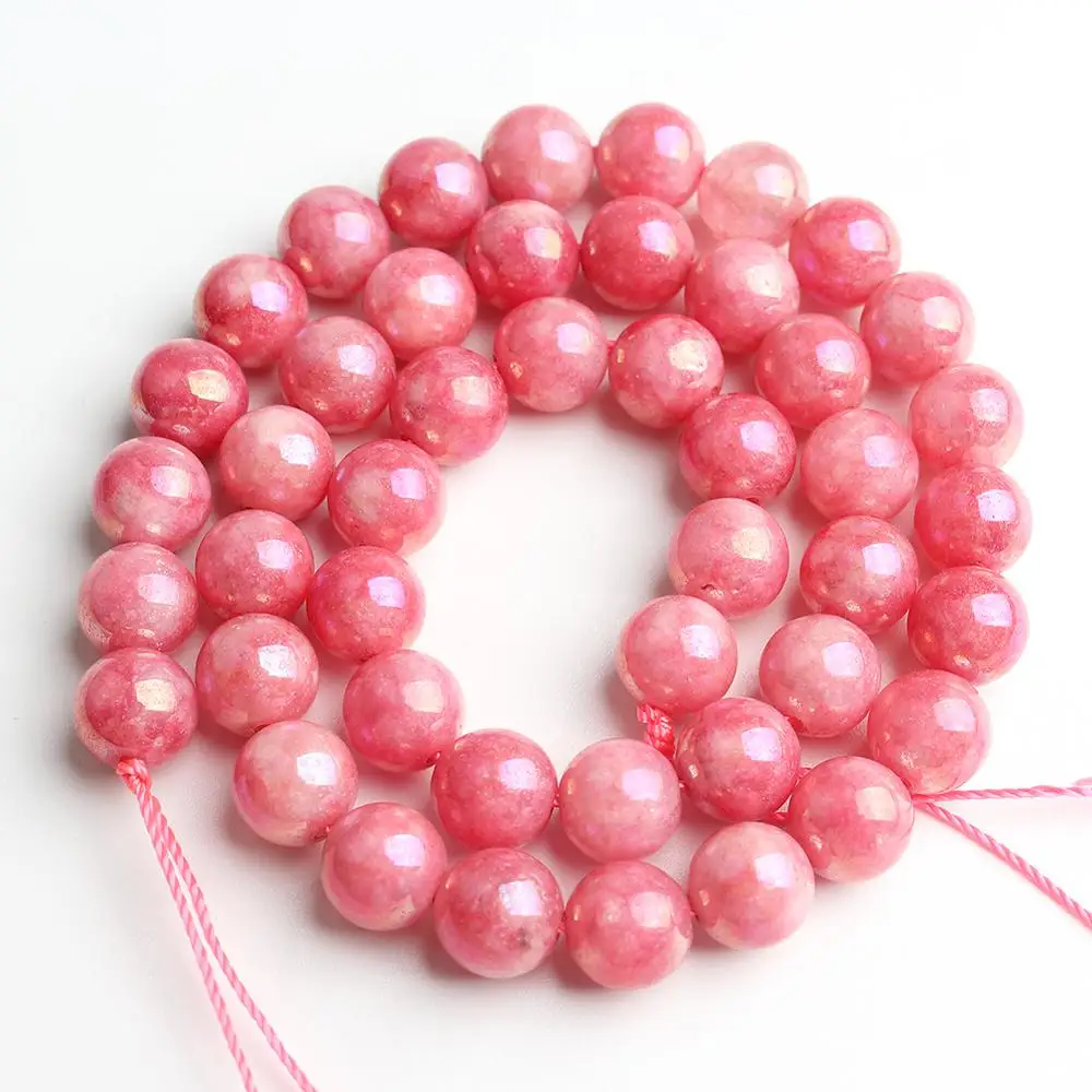 Круглые Бусины Из гальванического розового ангелита 4/6/8/10/12 мм для изготовления