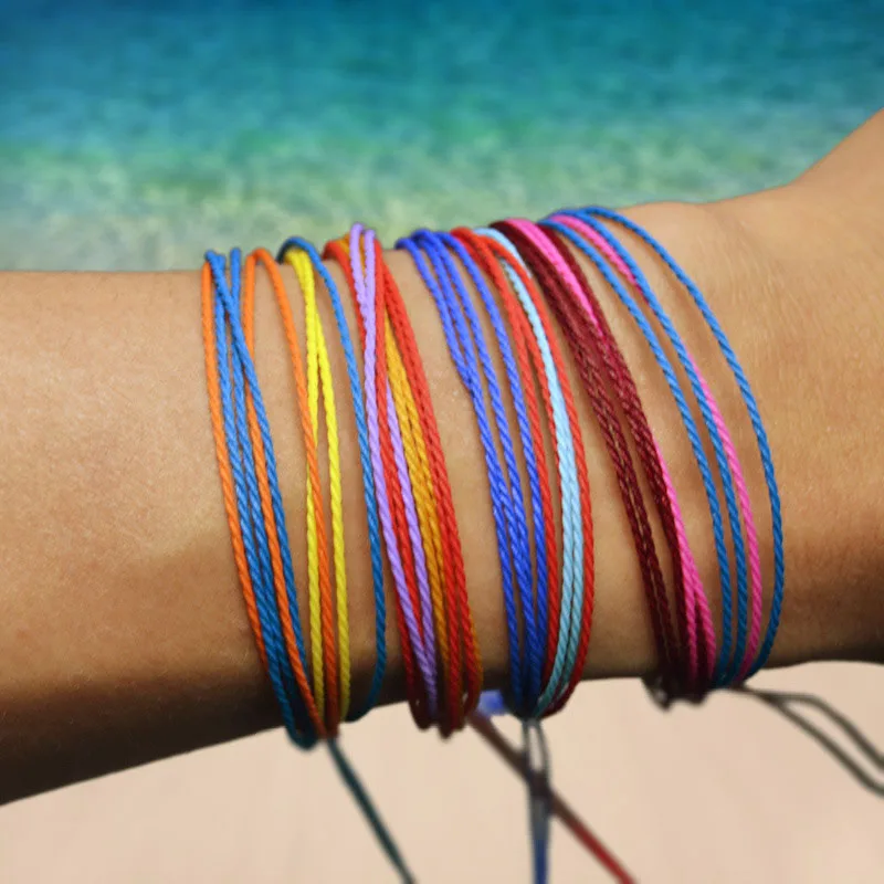 

Bohemian Handmade Multi-layer Color Lucky Cotton Rope Waterproof Bracelet Female Sunshine Beach Surfing Jewelry Gift