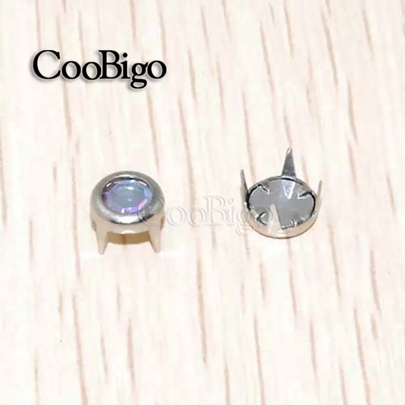 Color 3 AB 200 шт 6 мм когти Стразы круглые плоские шпильки DIY заклепки гвоздики шипы для ткани обуви аксессуары - Цвет: Color 3 AB