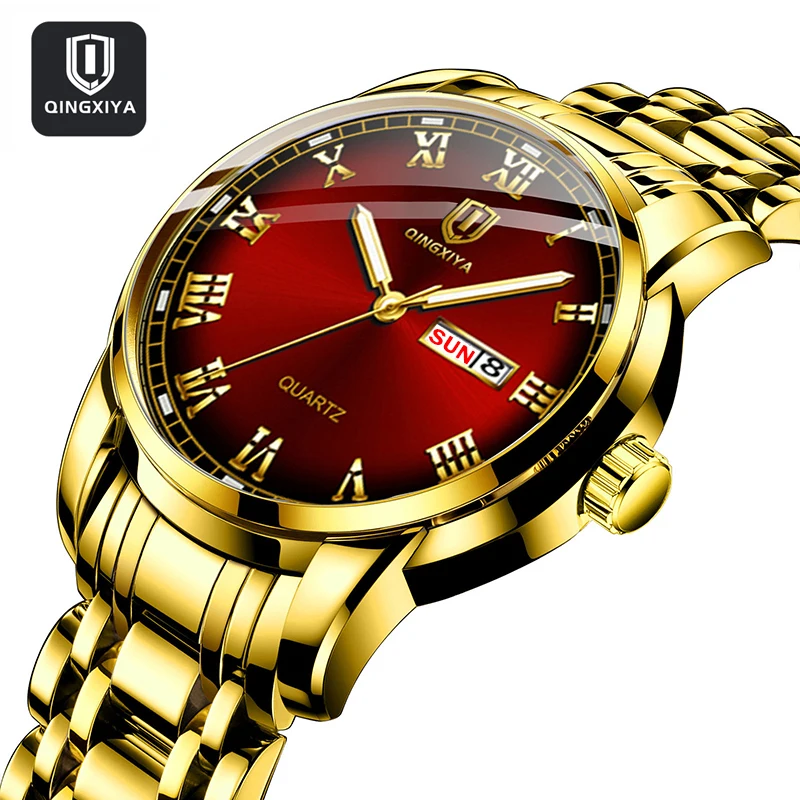

Часы наручные QINGXIYA Мужские кварцевые, брендовые Роскошные спортивные модные, водонепроницаемость 30 м, с датой