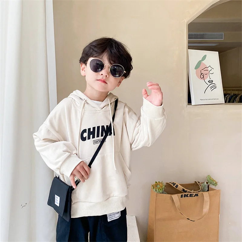 

2021 Autumn boys letters print hoodies girls soft comfortable loose pullovers unisex cotton Tops