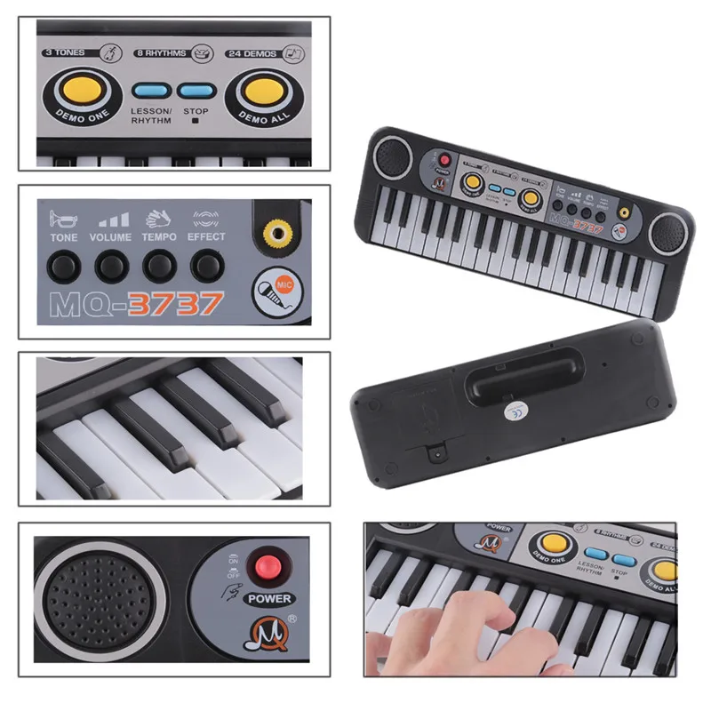 

Mini Electronic Multifunctional 37 Keys Electone Keyboard Musical Toys with Microphone Educational Toys for Children Beginners