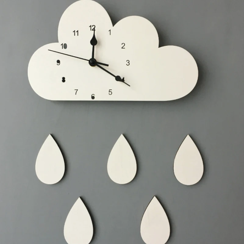 Северный дом облака Радуга капли дождя настенные часы мультфильм детей спальня