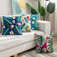 floral cushion cover 45x45cm embroidery pillow cover soft cozy home decoration for living room kids room color block