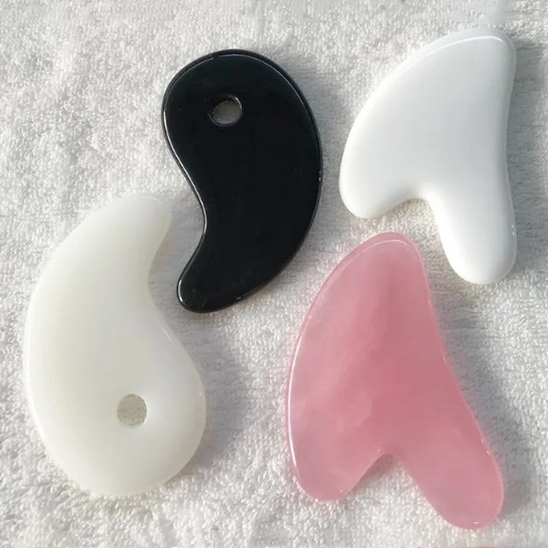 

1/2PCS Natural Rose Quartz Jade Roller Guasha Scraping Massage Scraper Face Massager Roller Board Facial Eye Care Gua Sha Tool