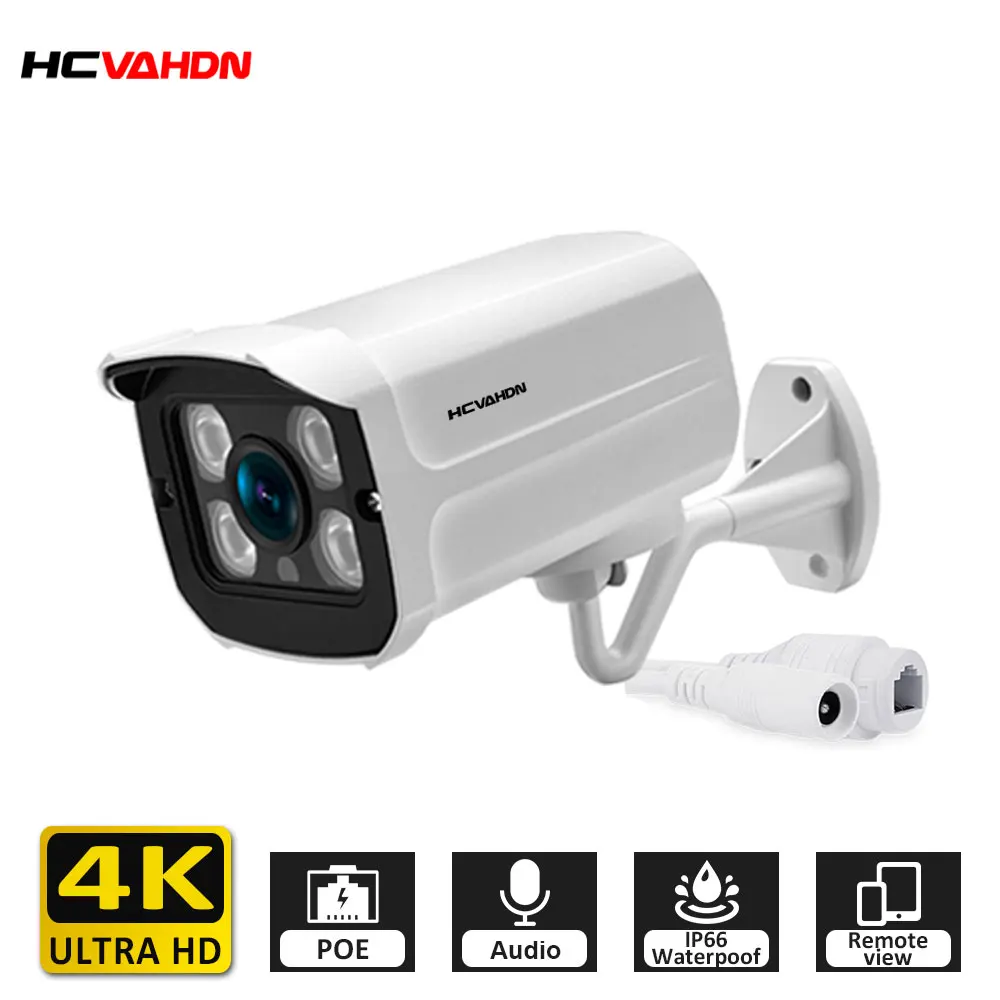 

4K 8MP POE IP Camera ONVIF H.265 Metal Waterproof Audio CCTV Camera Motion Detection Home Security Surveillance