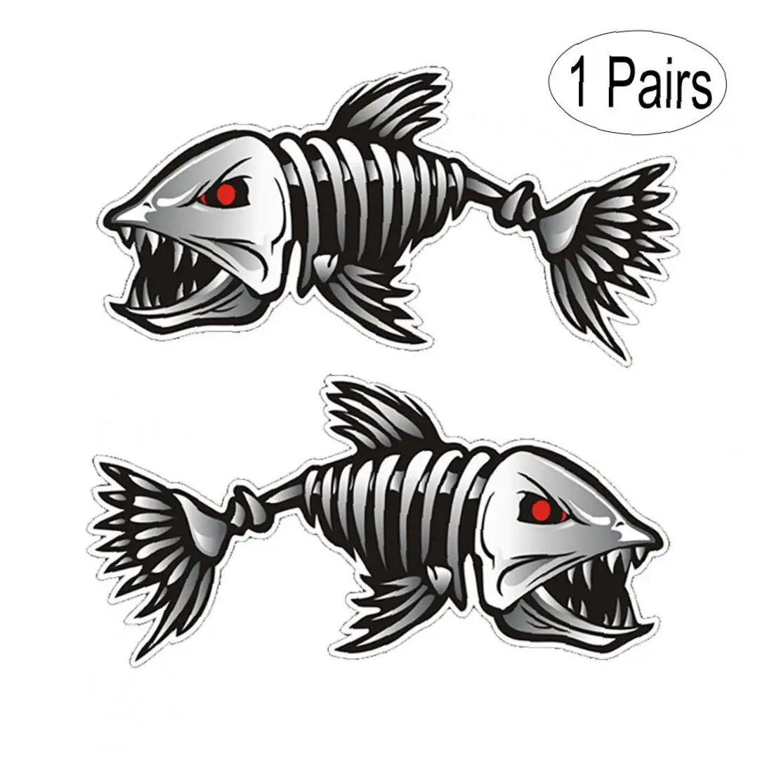 Наклейка для декора автомобиля с изображением скелета акулы забавная наклейка