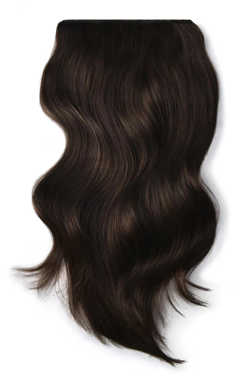 Human Hair clip in hair extensions Double Wefted Full Head Remy Clip in Human Hair Extensions - Darkest Brown