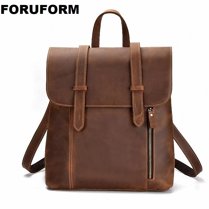 

Men's Crazy horse leather High-quality Travel bag pack schoolbag Restoring ancient ways Waterproof Business affairs Bag