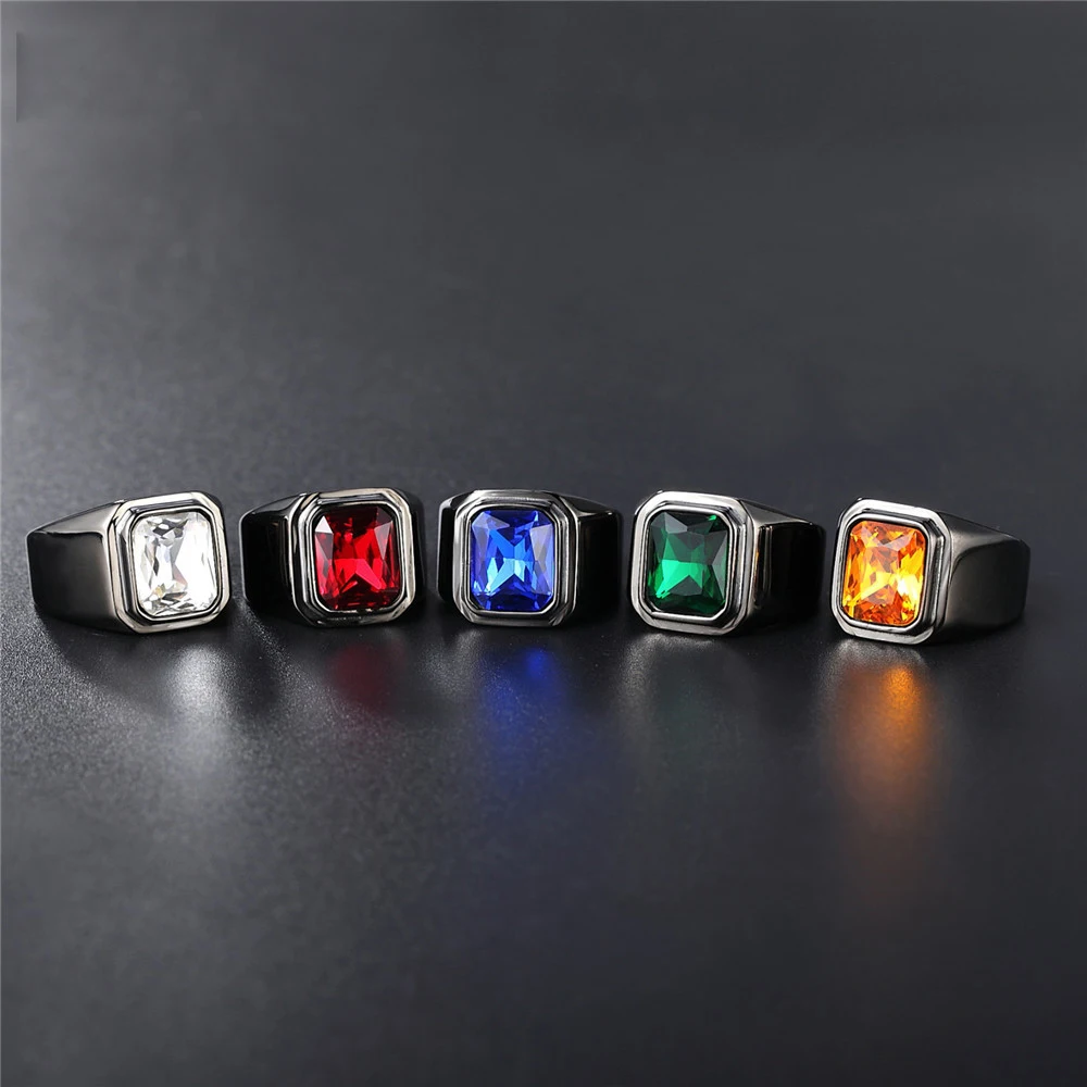 

Wholesale High Quality Titanium Steel Jewelry Rings Color Crystal Ring High Quality Casting Rings For Men