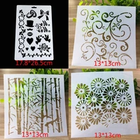 4pcset stencils mandala bamboo painting template diy decor lace diary drawing mold graffiti for reusable office school supplies