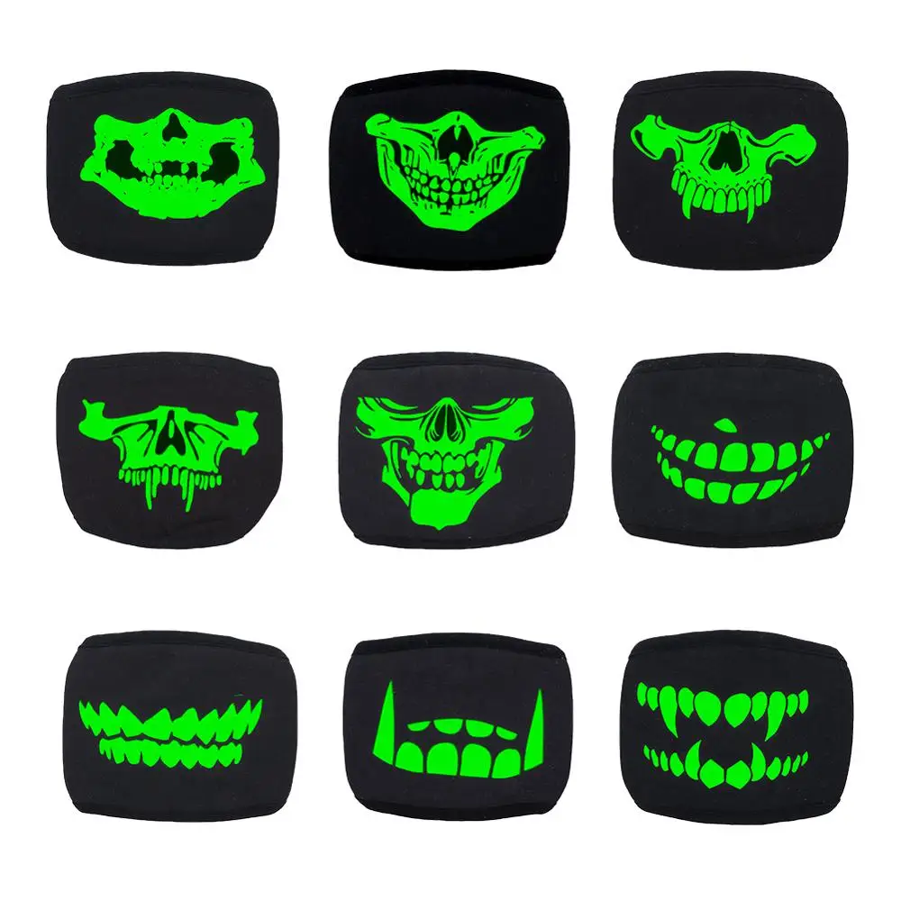 Креативные Светящиеся в темноте маски на Хэллоуин с черепом черные маскарадные