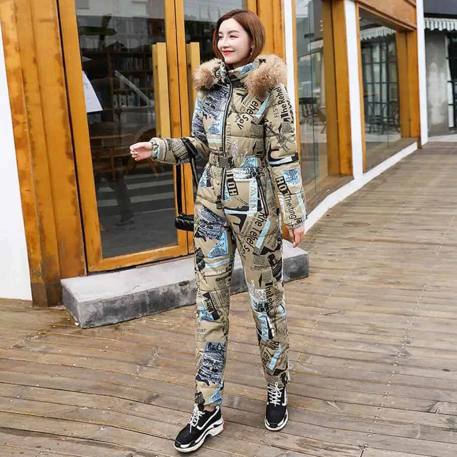 2021 зимний теплый цельный комбинезон женская одежда лыжный костюм куртка парка