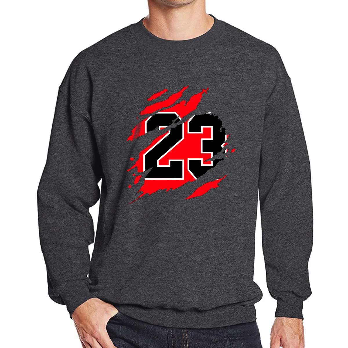 Мужская Флисовая Толстовка Повседневный пуловер с круглым вырезом спортивная