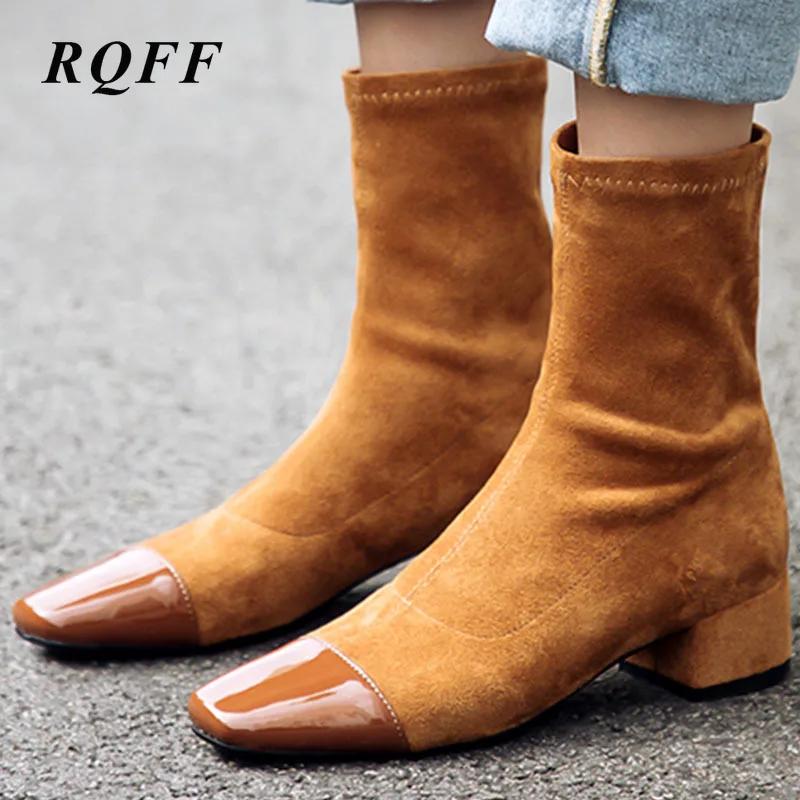 2019 2020 осенние ботильоны новые женские зимние ботинки на среднем каблуке большие