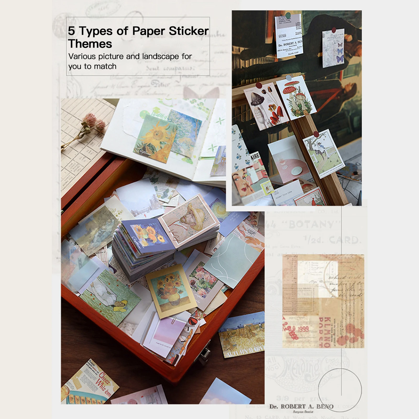 

Scrapbooking Stamping Kawaii Washi Stickers Supplies 5 Themes Vintage DIY Decorative Paper Letter for Crafts Art Embellishment