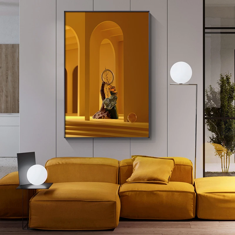 

Abstract Solid Color Building Canvas Painting Vivid Ornaments Posters and Prints Modern Wall Art Pictures for Living Room Decor