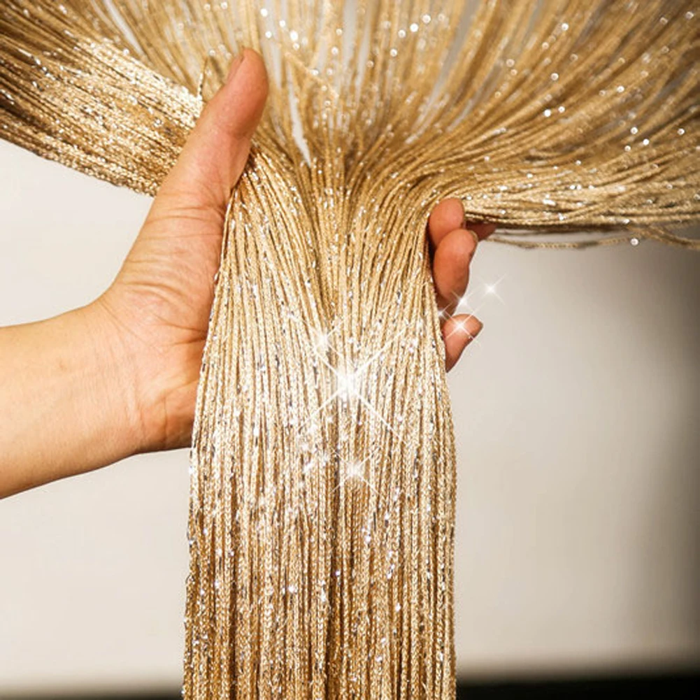 

1x2M Beaded String Curtain Luxury Crystal Curtain Flash Line Shiny Tassel String Door Curtain Window Room Divider Home Decorate