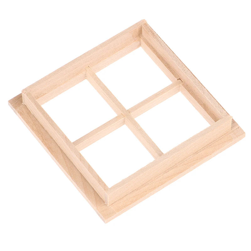 

New 1:12 Scale Dollhouse DIY Accessory Wooden Traditional 4-pane Window Frame