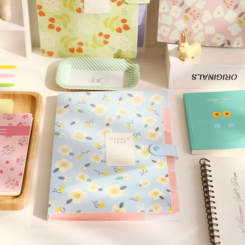 

Coloffice Kawaii Floral Filing Production Folder Multi-Function 5/8 Into Mezzanine File A4 Document File Folder School Office