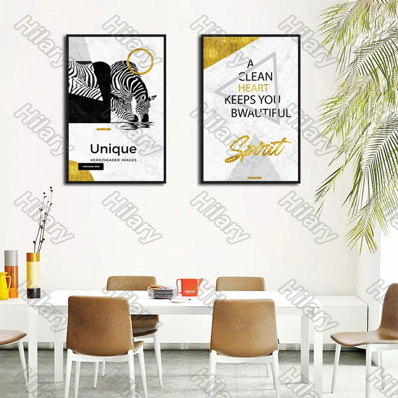 

Zebra Graphics Golden Black Words Posters Canvas Painting and Prints Wall Pictures Decoration for Living Room 3Pcs