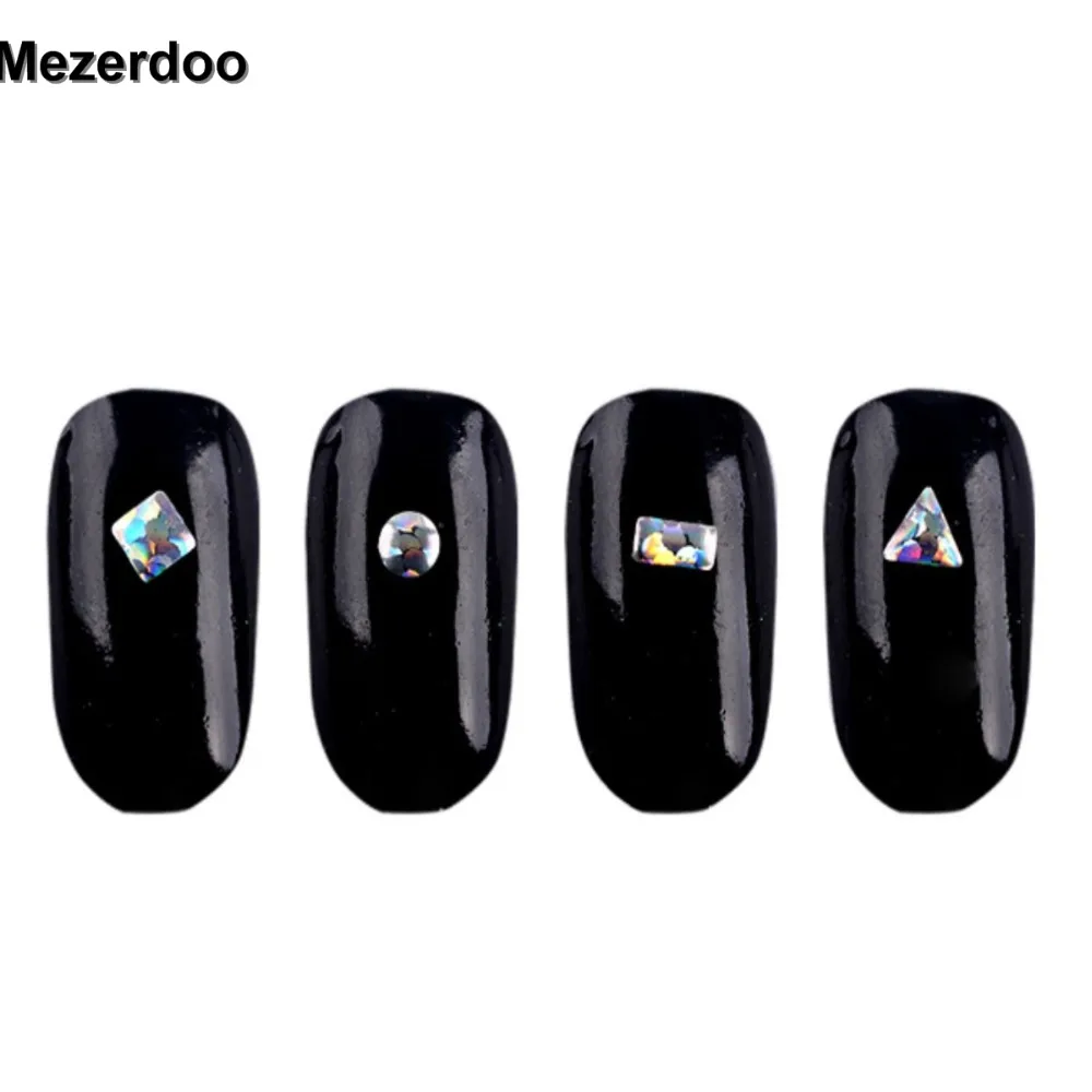 3D лазерные серебряные Стразы для ногтей квадратные круглые блестящие заклепки