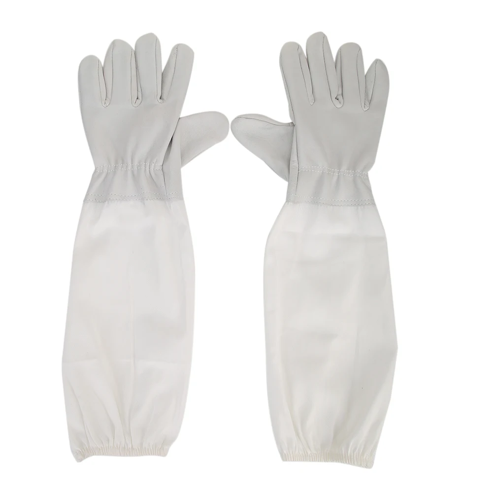 

1 Pair Beekeeper Gloves Cotton Leather Anti Major Comfortable Very Durable Flexibility Bee Protect Sleeves for Apiculture