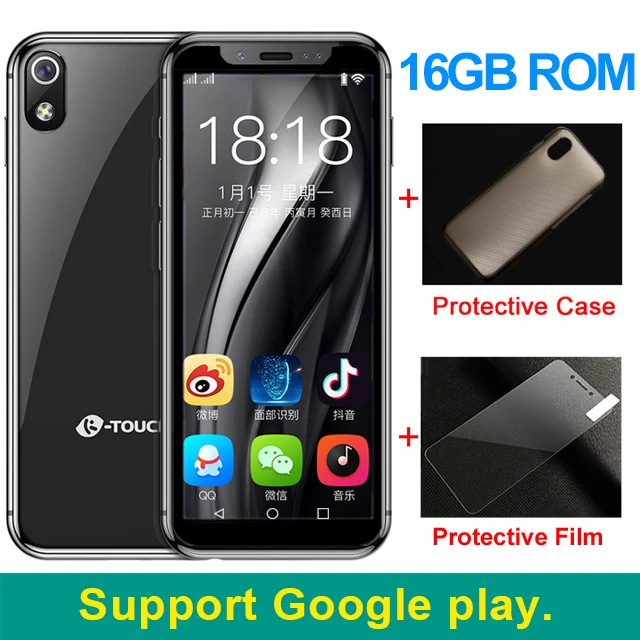 K-TOUCH маленький Маленький разблокированный Супер Мини android смартфон android 8,1 3," Лицо ID телефоны MTK6580 четырехъядерный мобильный телефон - Цвет: Черный