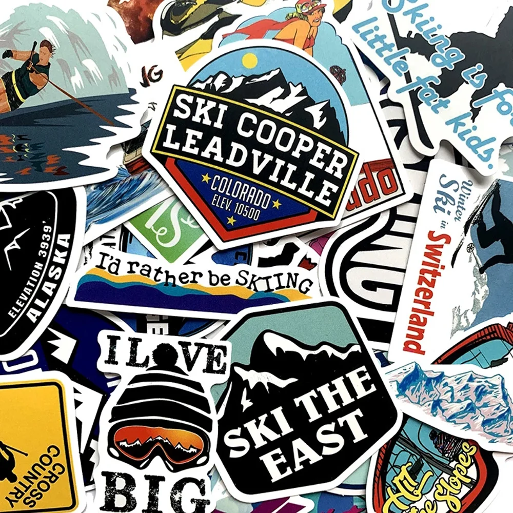 

10/30/50pcs Winter Skiing Snow Mountain Graffiti Stickers For Luggage Laptop Skateboard Snowboard Refrigerator Ski Decal Sticker