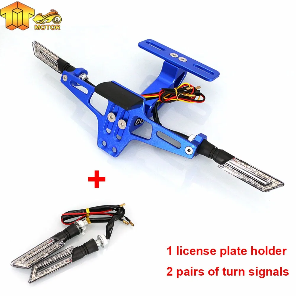 CNC Алюминий мотоцикл номерной знак рамка держатель кронштейн & светодиодный для
